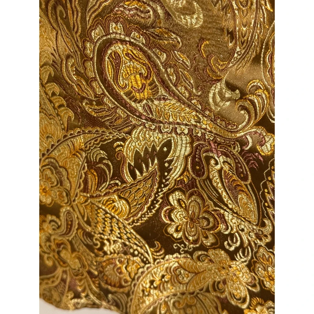 GAD Vest Mens Size L Gold Paisley Formal Waistcoat Brocade Prom Wedding Formal